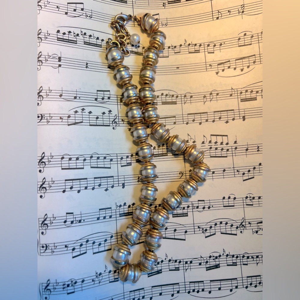 Vintage Soho Designs Pearl Gold Capped Necklace Adj. to 18”